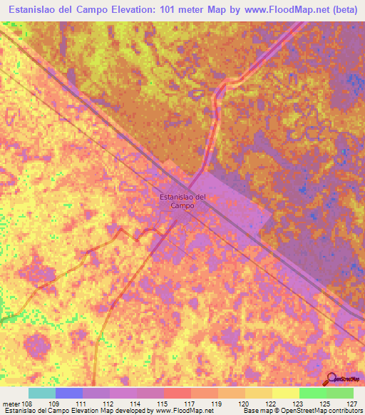 Estanislao del Campo,Argentina Elevation Map