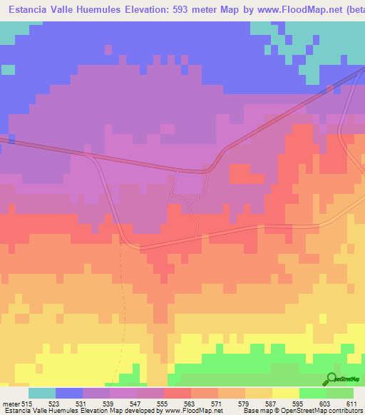 Estancia Valle Huemules,Argentina Elevation Map