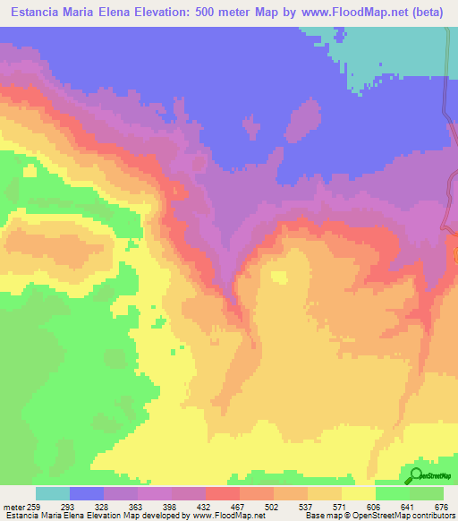 Estancia Maria Elena,Argentina Elevation Map