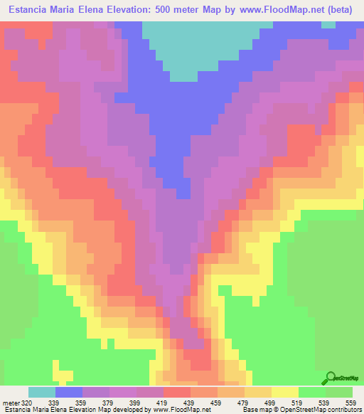 Estancia Maria Elena,Argentina Elevation Map