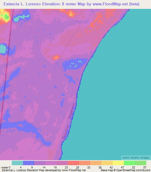 Estancia L. Lorenzo,Argentina Elevation Map