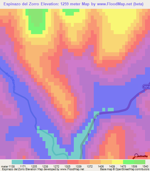 Espinazo del Zorro,Argentina Elevation Map