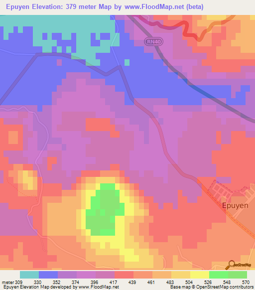 Epuyen,Argentina Elevation Map