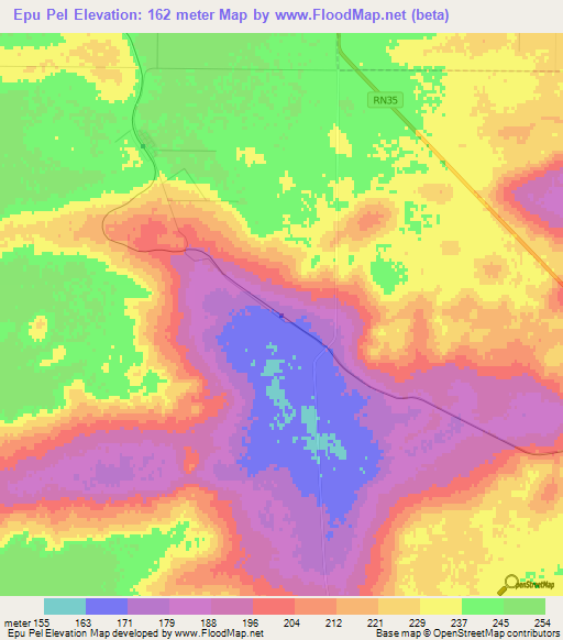 Epu Pel,Argentina Elevation Map