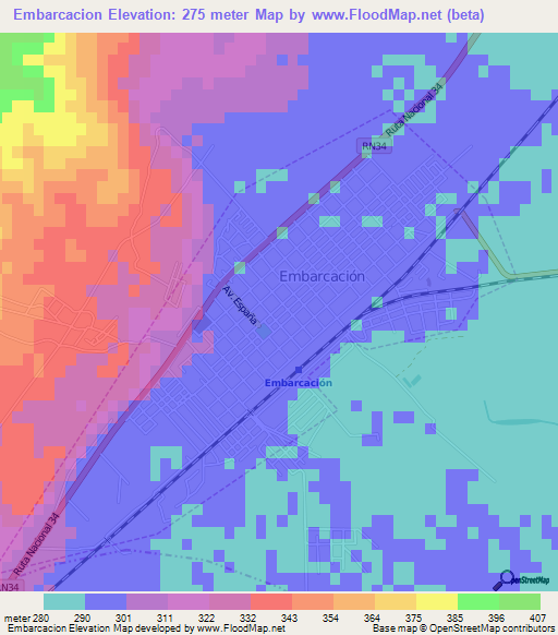 Embarcacion,Argentina Elevation Map