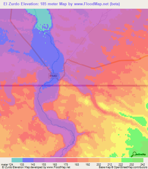 El Zurdo,Argentina Elevation Map