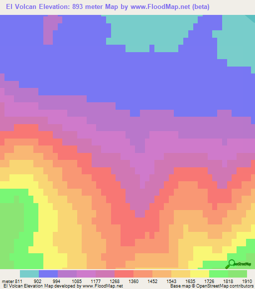 El Volcan,Argentina Elevation Map