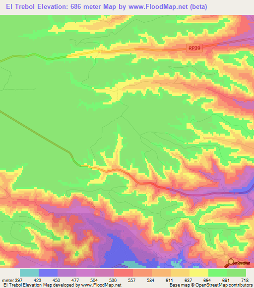 El Trebol,Argentina Elevation Map