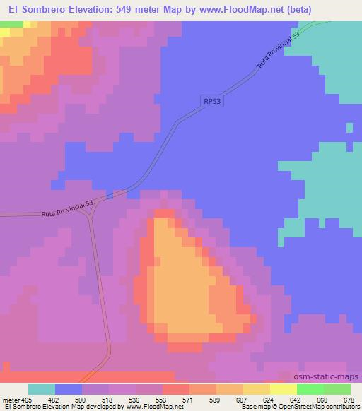 El Sombrero,Argentina Elevation Map