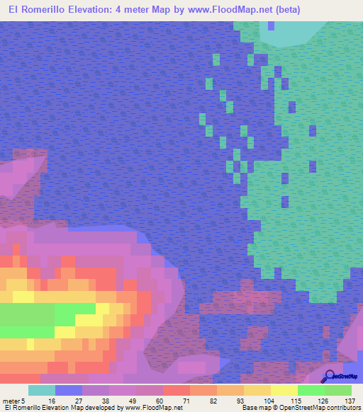 El Romerillo,Argentina Elevation Map