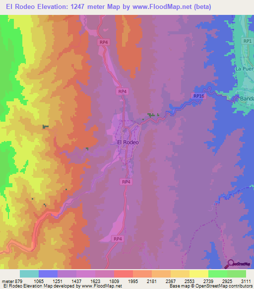 El Rodeo,Argentina Elevation Map