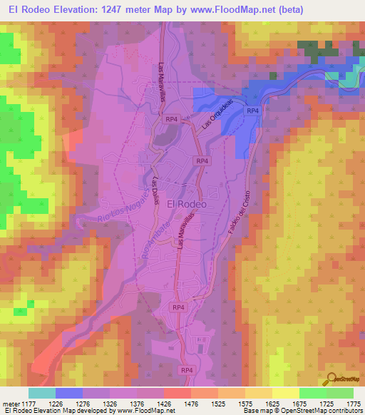 El Rodeo,Argentina Elevation Map