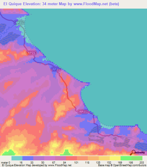 El Quique,Argentina Elevation Map
