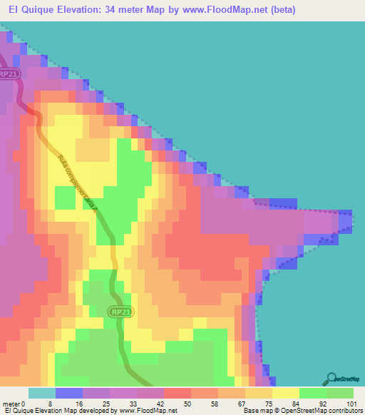 El Quique,Argentina Elevation Map