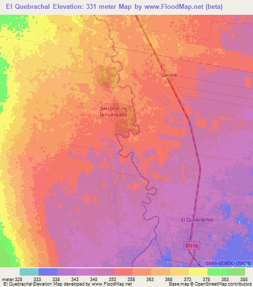 El Quebrachal,Argentina Elevation Map