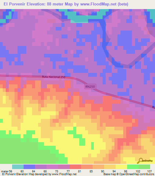 El Porvenir,Argentina Elevation Map
