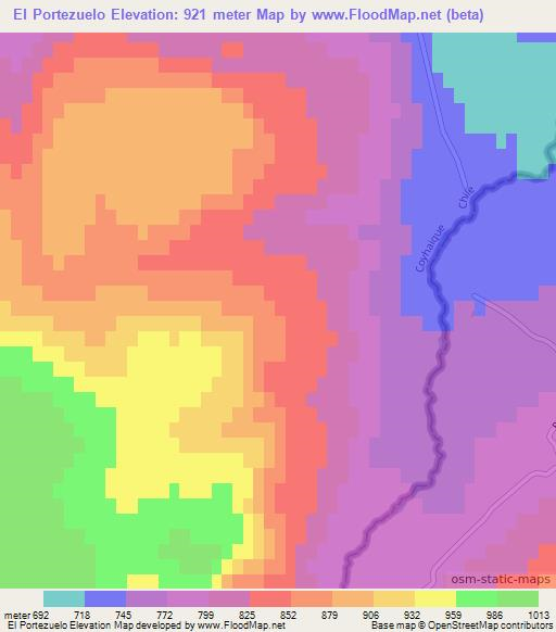 El Portezuelo,Argentina Elevation Map
