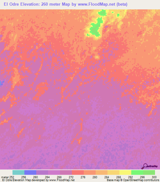El Odre,Argentina Elevation Map