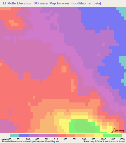 El Molle,Argentina Elevation Map