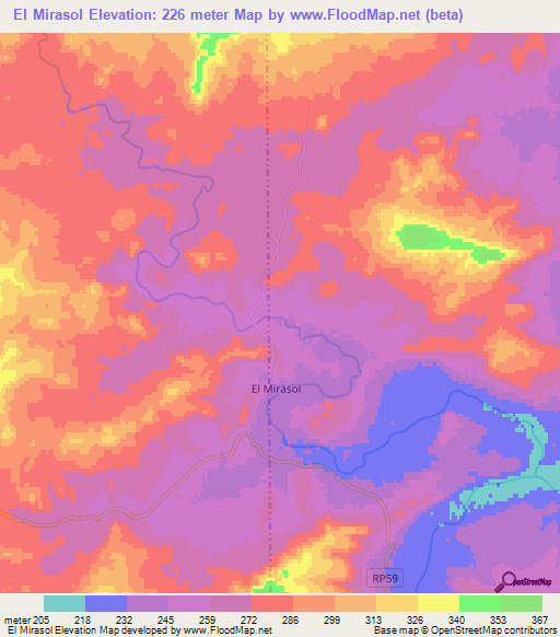 El Mirasol,Argentina Elevation Map