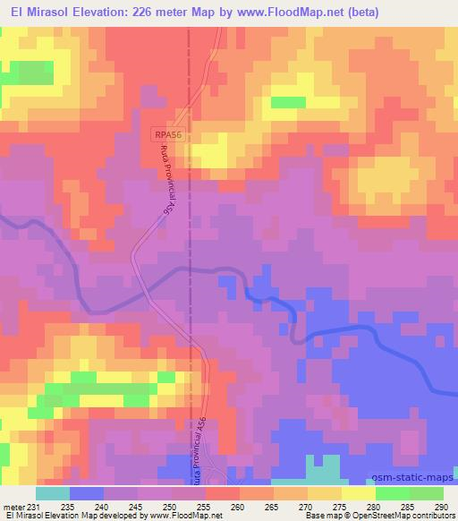 El Mirasol,Argentina Elevation Map