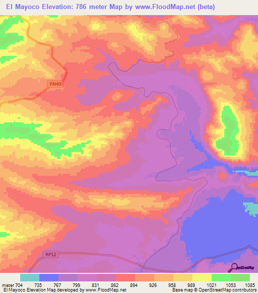 El Mayoco,Argentina Elevation Map