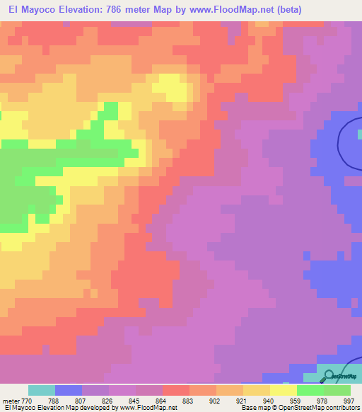El Mayoco,Argentina Elevation Map