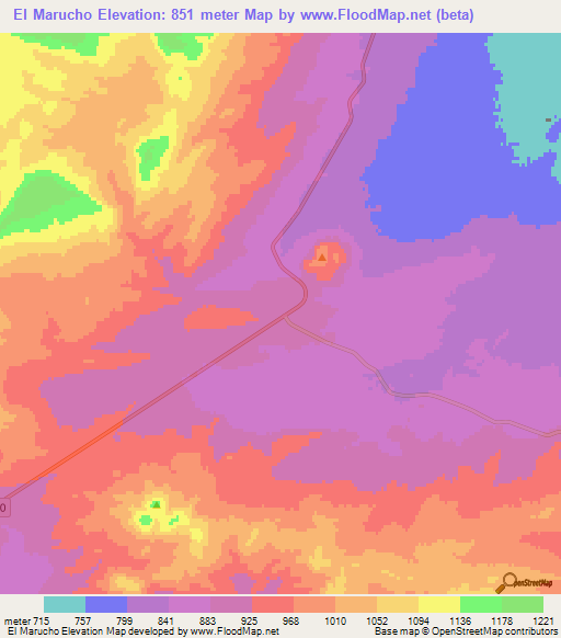 El Marucho,Argentina Elevation Map