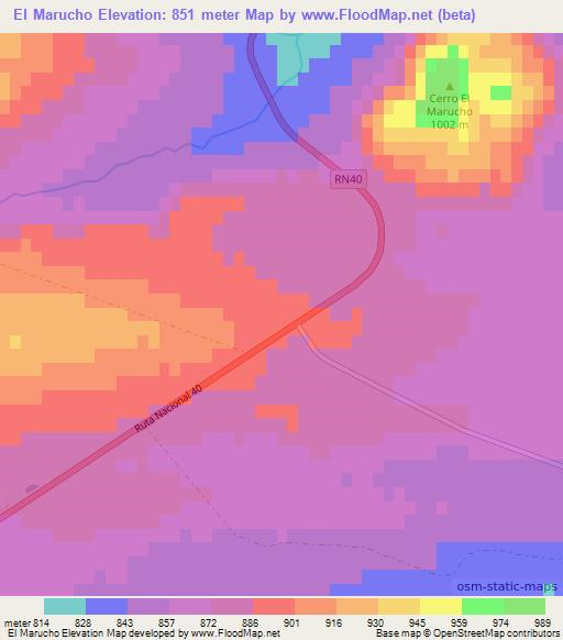 El Marucho,Argentina Elevation Map
