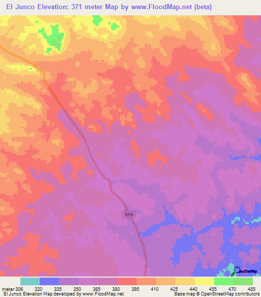 El Junco,Argentina Elevation Map