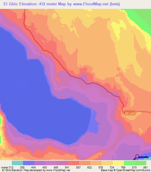 El Ghio,Argentina Elevation Map