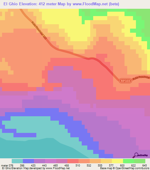 El Ghio,Argentina Elevation Map