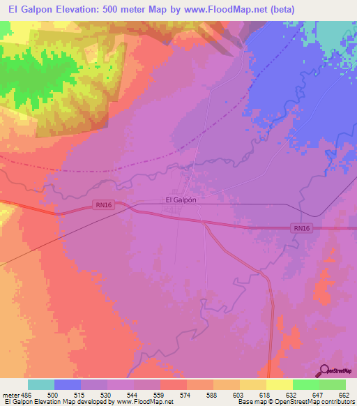 El Galpon,Argentina Elevation Map