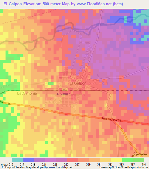 El Galpon,Argentina Elevation Map