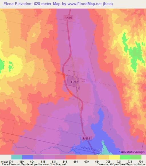Elena,Argentina Elevation Map