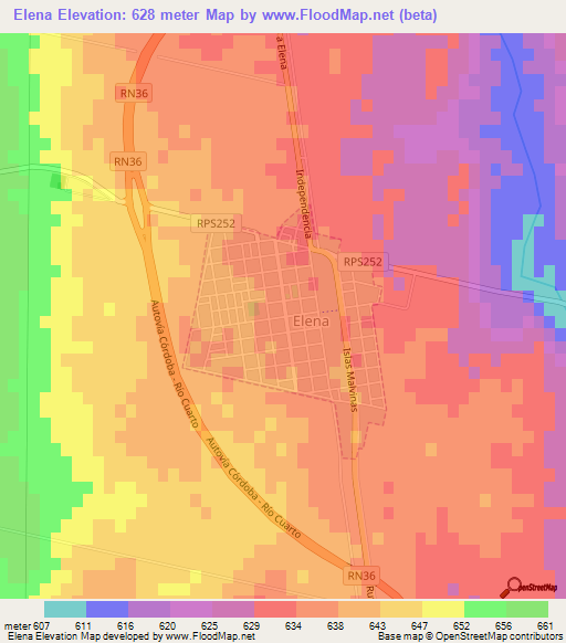 Elena,Argentina Elevation Map