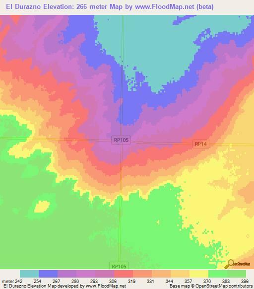 El Durazno,Argentina Elevation Map