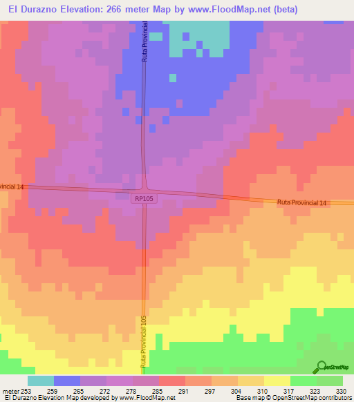El Durazno,Argentina Elevation Map