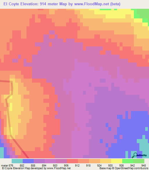 El Coyte,Argentina Elevation Map
