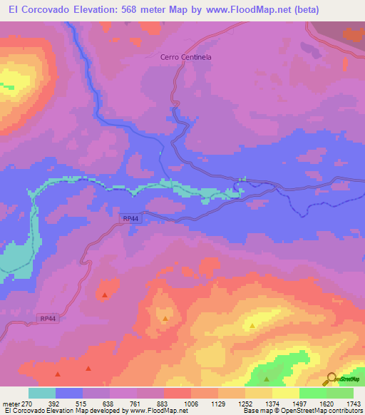 El Corcovado,Argentina Elevation Map