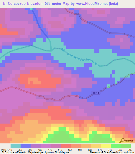El Corcovado,Argentina Elevation Map