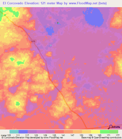 El Corcovado,Argentina Elevation Map