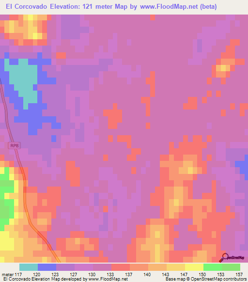 El Corcovado,Argentina Elevation Map