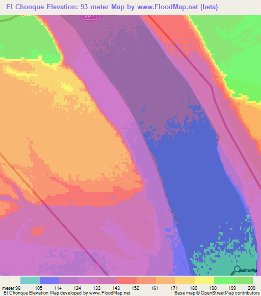 El Chonque,Argentina Elevation Map