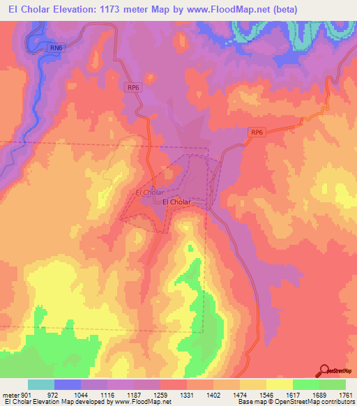 El Cholar,Argentina Elevation Map
