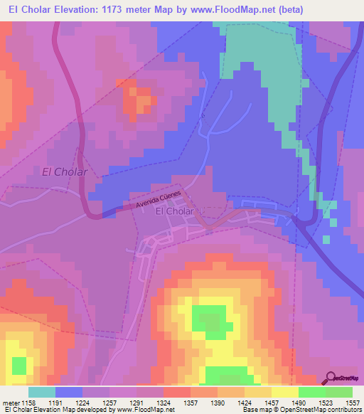 El Cholar,Argentina Elevation Map