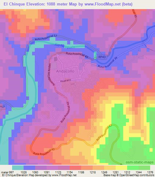 El Chinque,Argentina Elevation Map