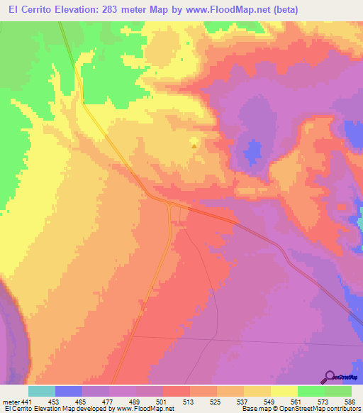 El Cerrito,Argentina Elevation Map