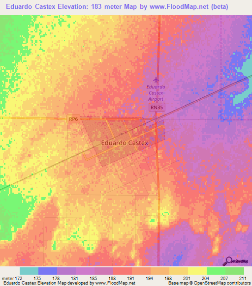 Eduardo Castex,Argentina Elevation Map