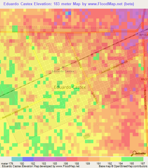 Eduardo Castex,Argentina Elevation Map